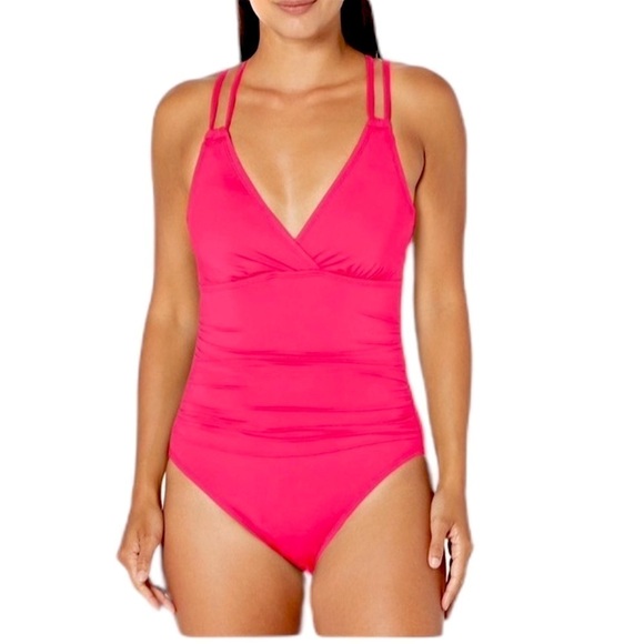 La Blanca Island Goddess Pink One Piece Double Strappy Swimwear Size 2 (… - Picture 11 of 14